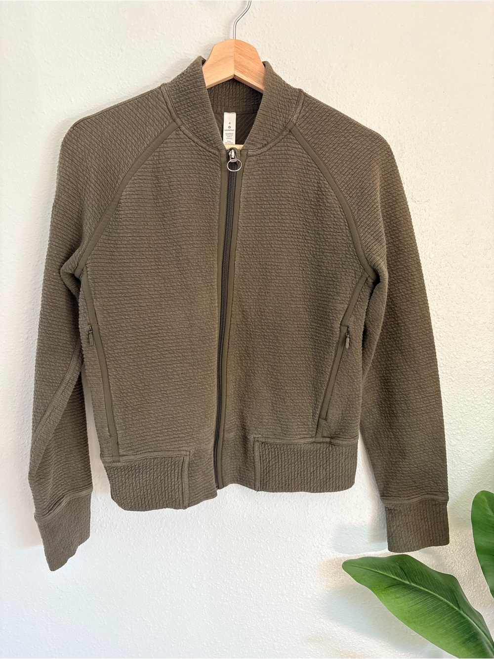 lululemon athletica Olive Textured Ring-Zip Jacket